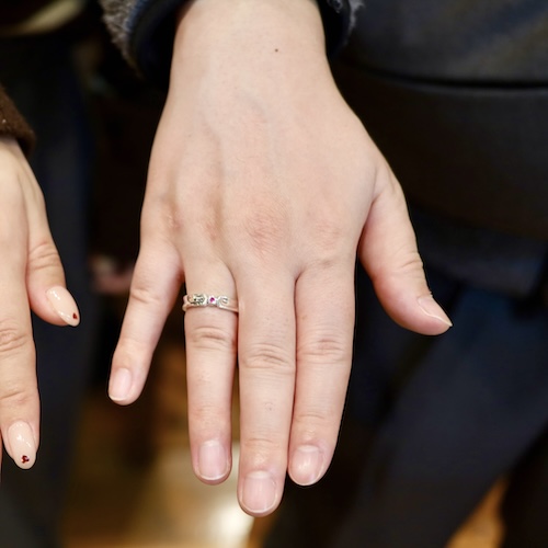 シルバーペアリング ルビー&ロンドンブルートパーズリング260119